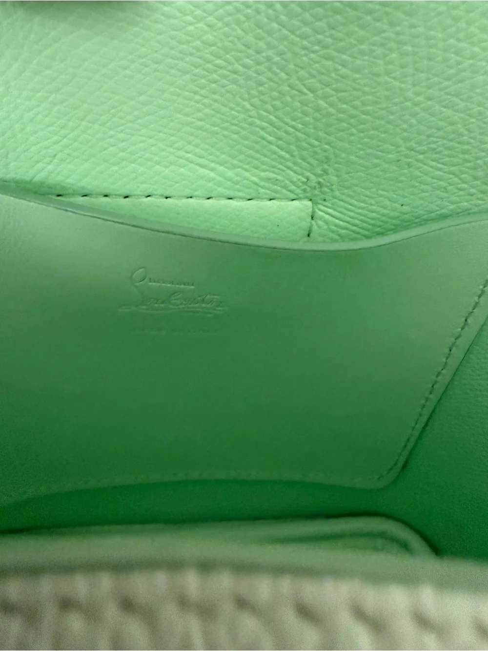 CHRISTIAN LOUBOUTIN Green Pebbled Leather Carasky Bucket Bag